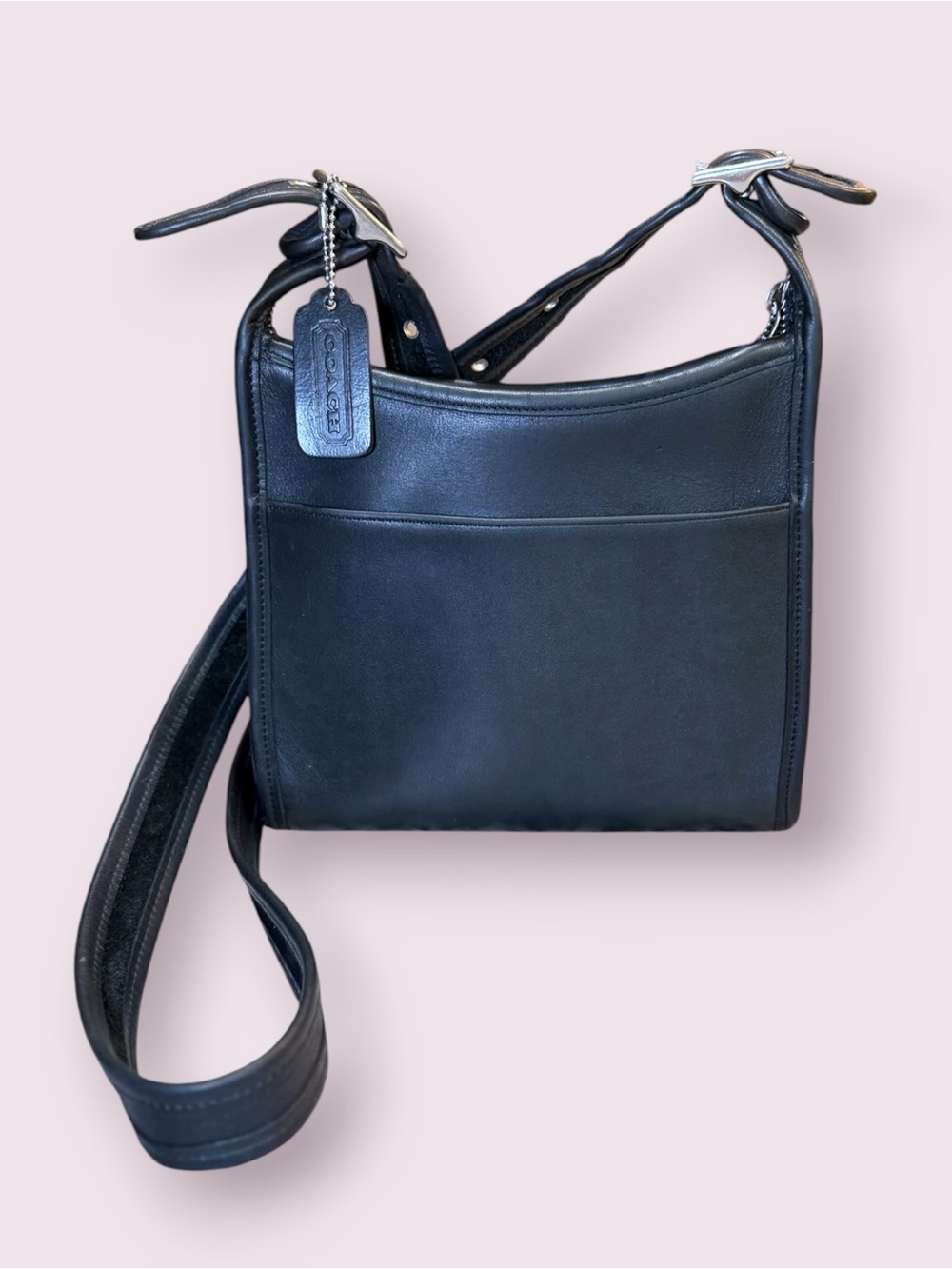 Vintage COACH 9997 Legacy Small Zip Crossbody Bag Black Leather Silver USA